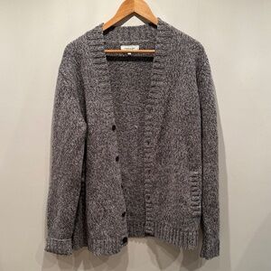 Frank & Oak grey marled knit cardigan with buttons and pockets, size L